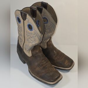 Ariat Youth Crossfire Western 3.5 Kids Unisex Boots Brown/Blue Women's Size 5